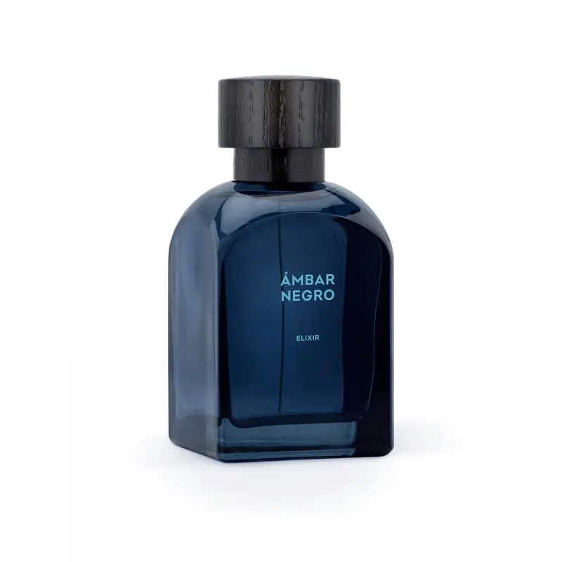 Adolfo Dominguez Hombre Ámbar Negro Perfume Elixir — embalagem e produto