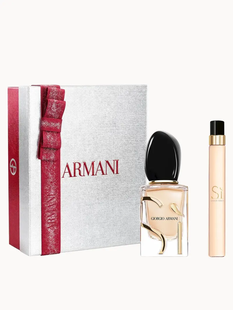 Armani Sì Eau de Parfum 30ml with Travel Spray Gift Set Giorgio Armani — embalagem e produto