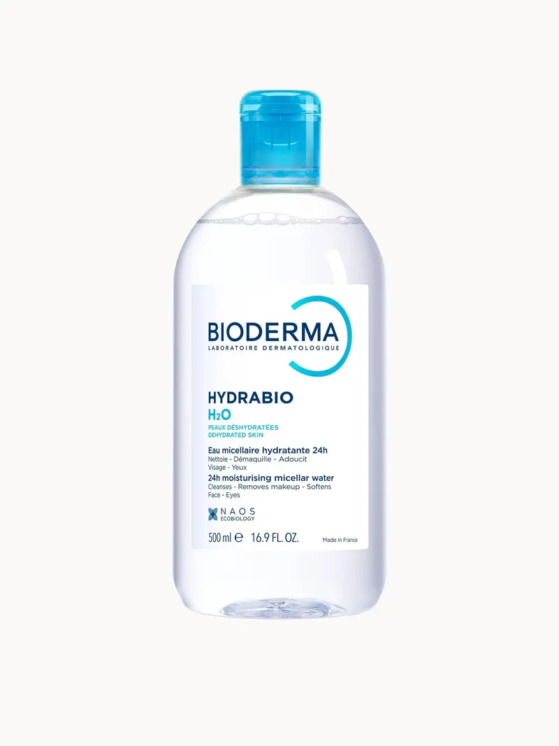 Bioderma Hydrabio H2O Micellar Water Cleanser for Dry Dehydrated Skin 500ml Bioderma — embalagem e produto