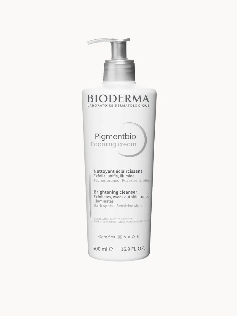 Bioderma Pigmentbio Brightening and Exfoliating Foaming Cream Cleanser for Pigmented Skin Anti-Dark Spots 200ml Bioderma — embalagem e produto