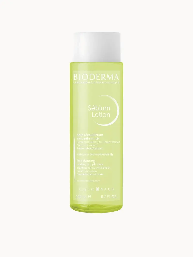 Bioderma Sebium Rebalancing Lotion Toner for oily, acne-prone skin for 8h hydration 200ml Bioderma — embalagem e produto