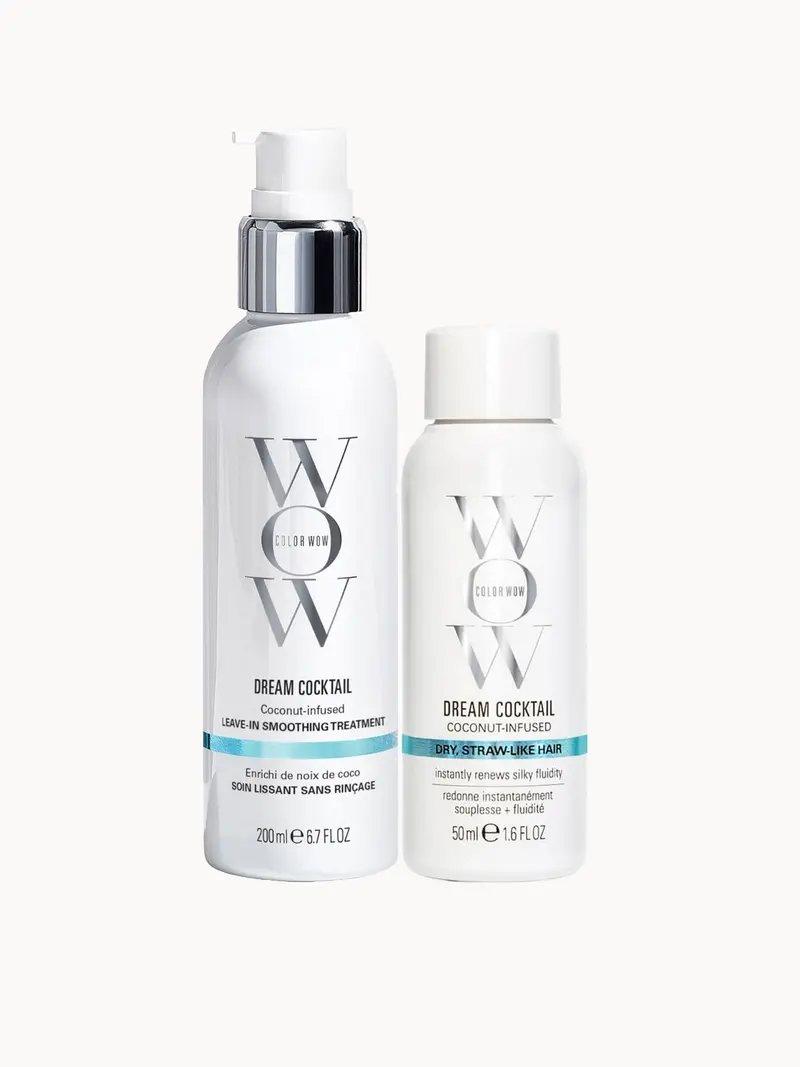 Color Wow Dream Cocktail Coconut-Infused Leave-in Treatment Home and Away Duo Color Wow — embalagem e produto
