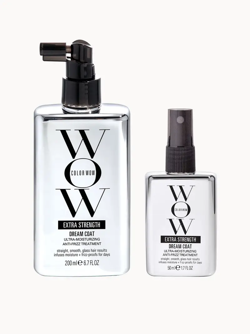 Color Wow Extra Strength Dream Coat Ultra Moisturizing Anti Frizz Treatment Home and Away Duo Color Wow — embalagem e produto