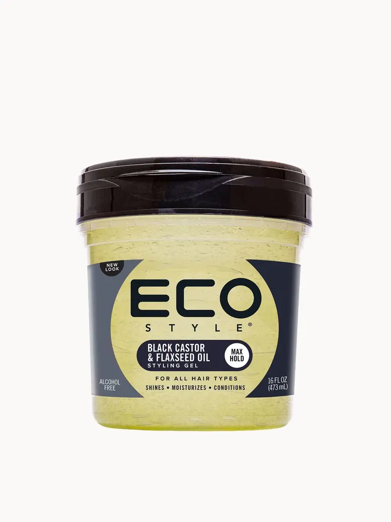 Eco Style Black Castor & Flaxseed Oil Styling Gel 473ml EcoStyle — embalagem e produto