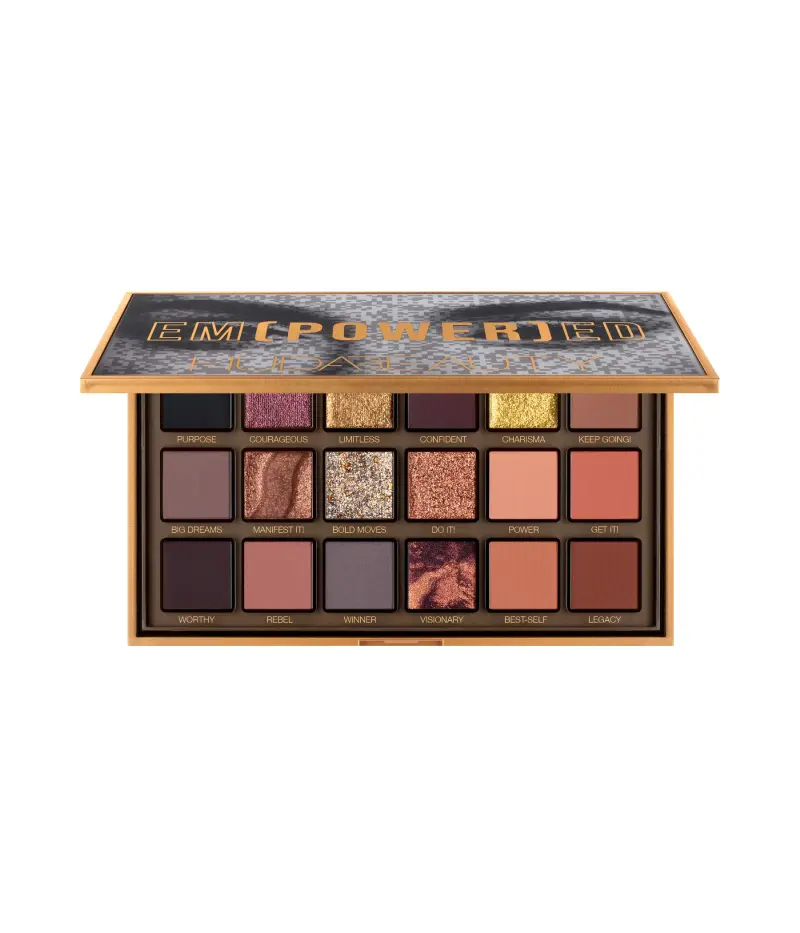 Empowered Eyeshadow Palette Huda Beauty — embalagem e produto