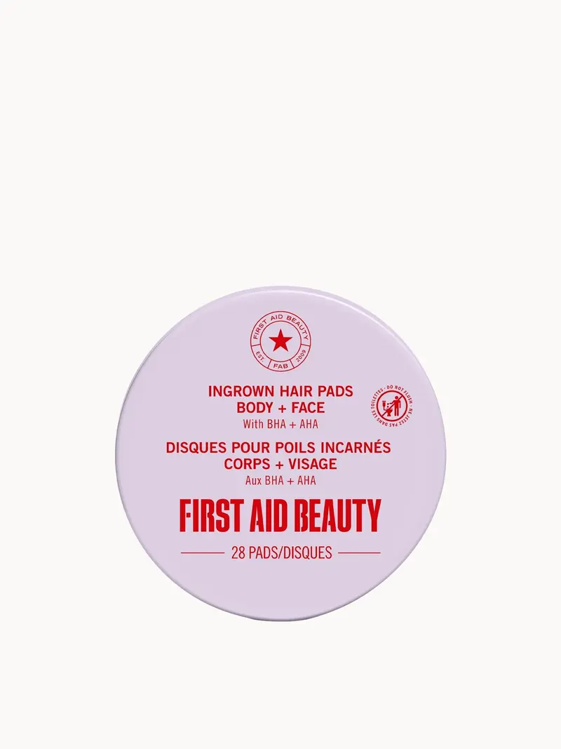 First Aid Beauty Ingrown Hair Pads 28 Ct. First Aid Beauty — embalagem e produto