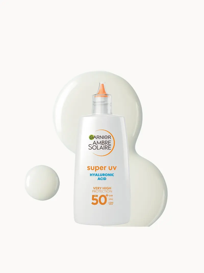 Garnier Ambre Solaire Ultra-Light Sensitive Sun Protection Face Fluid SPF50+ 40ml Garnier — embalagem e produto