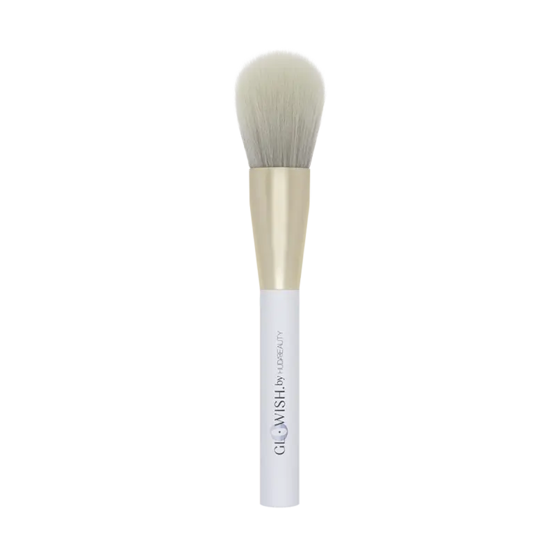 GloWish All Over Face Powder Brush Huda Beauty — embalagem e produto