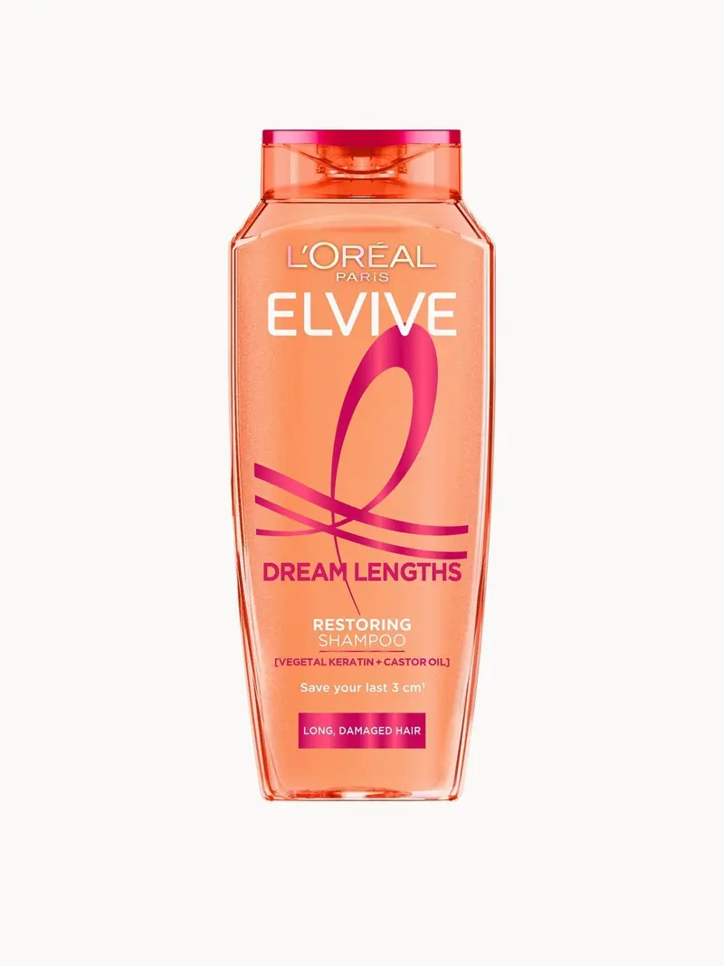 L'Oréal Paris Elvive Dream Lengths Restoring Shampoo with Vegetal Keratin & Castor Oil for Long Hair 500ml L'Oréal Paris — embalagem e produto