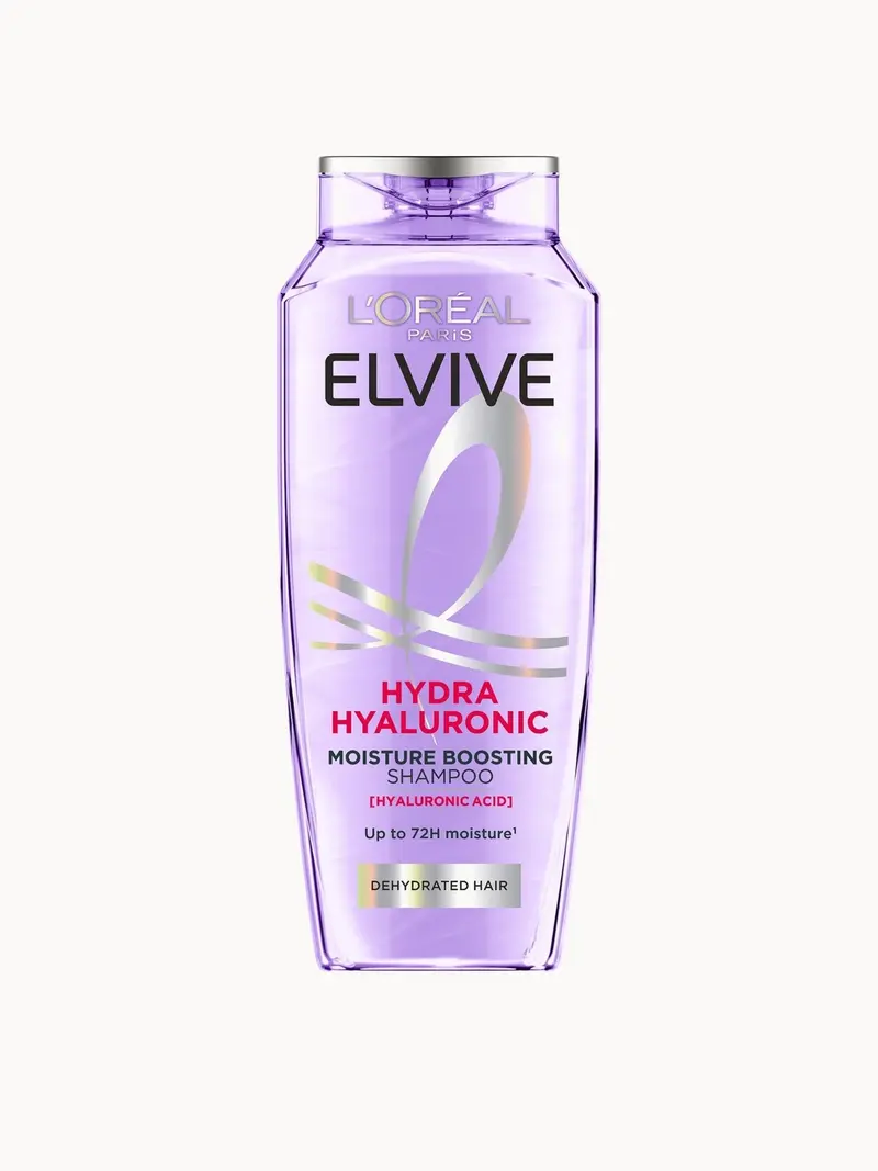 L’Oréal Paris Elvive Hydra Hyaluronic Moisture Boosting Shampoo with Hyaluronic Acid for Dry & Dehydrated Hair 500ml L'Oréal Paris — embalagem e produto