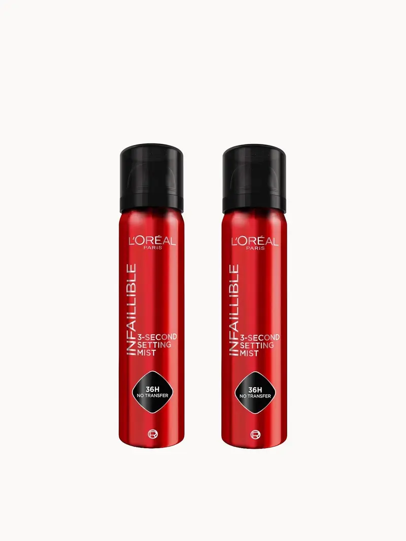 L'Oreal Paris Infallible 3-Second Setting Spray 75ml Duo Set L'Oréal Paris — embalagem e produto