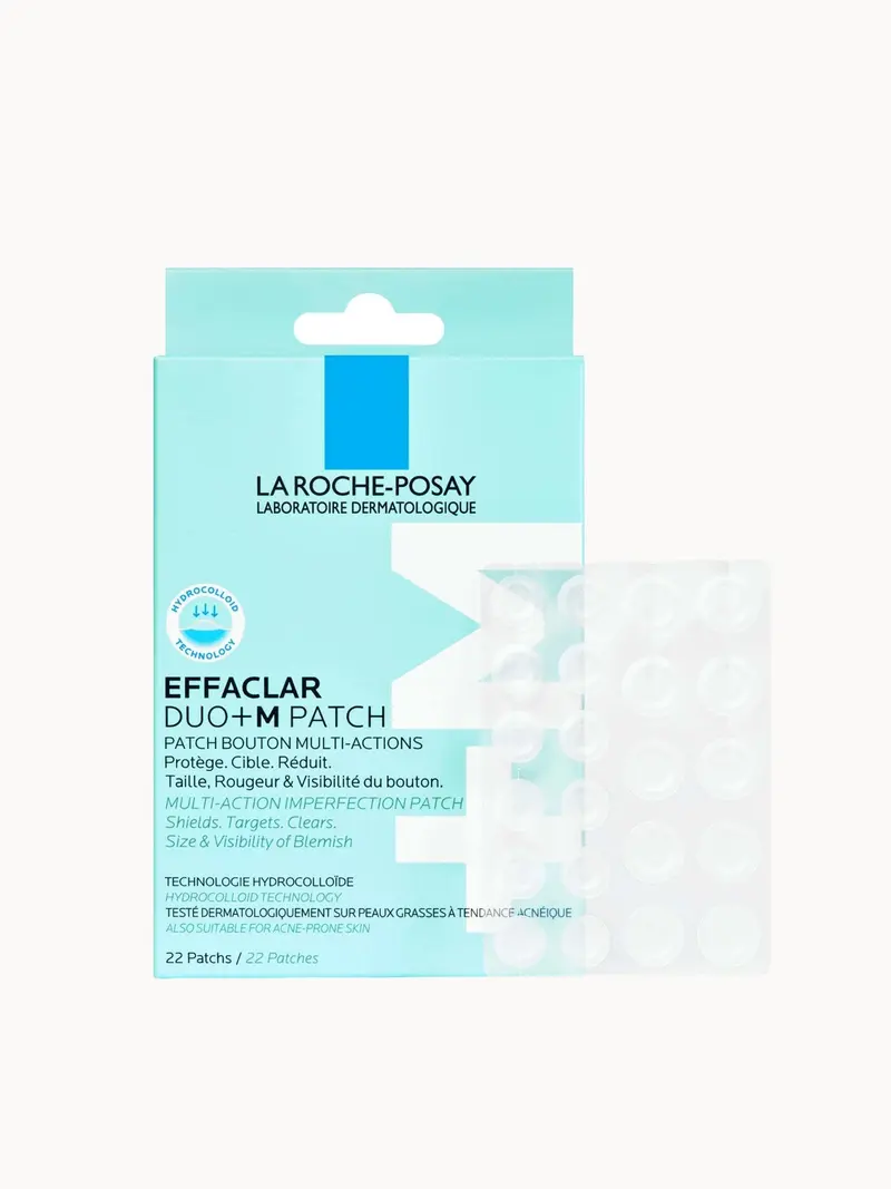 La Roche-Posay Effaclar Duo+M Patch, Multi-Action Imperfection Patch for Breakout-Prone Skin 22 Patches La Roche-Posay — embalagem e produto