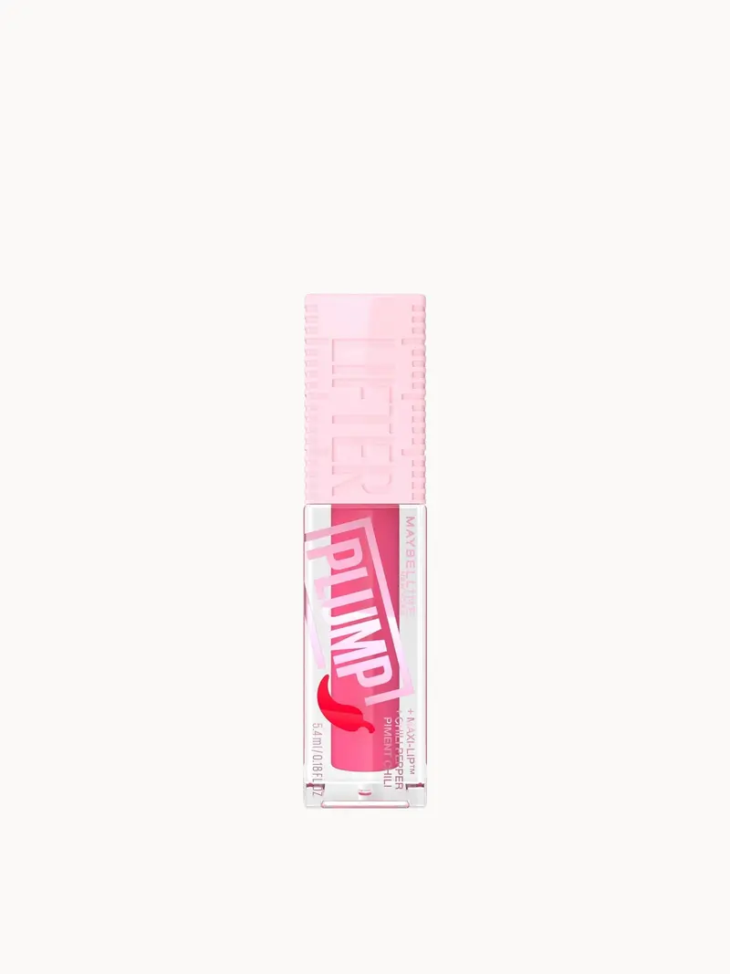 Maybelline Lifter Gloss Plumping Lip Gloss Lasting Hydration Formula With Hyaluronic Acid and Chilli Pepper (Various Shades) Maybelline — embalagem e produto