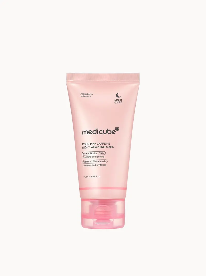 Medicube PDRN Pink Caffeine Night Wrapping Mask 75ml Medicube — embalagem e produto
