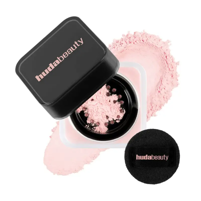 Mini Easy Bake Loose Baking & Setting Powder Huda Beauty — embalagem e produto