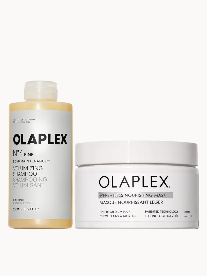 Olaplex No.4 Fine Shampoo & Weightless Nourishing Mask Duo Olaplex — embalagem e produto