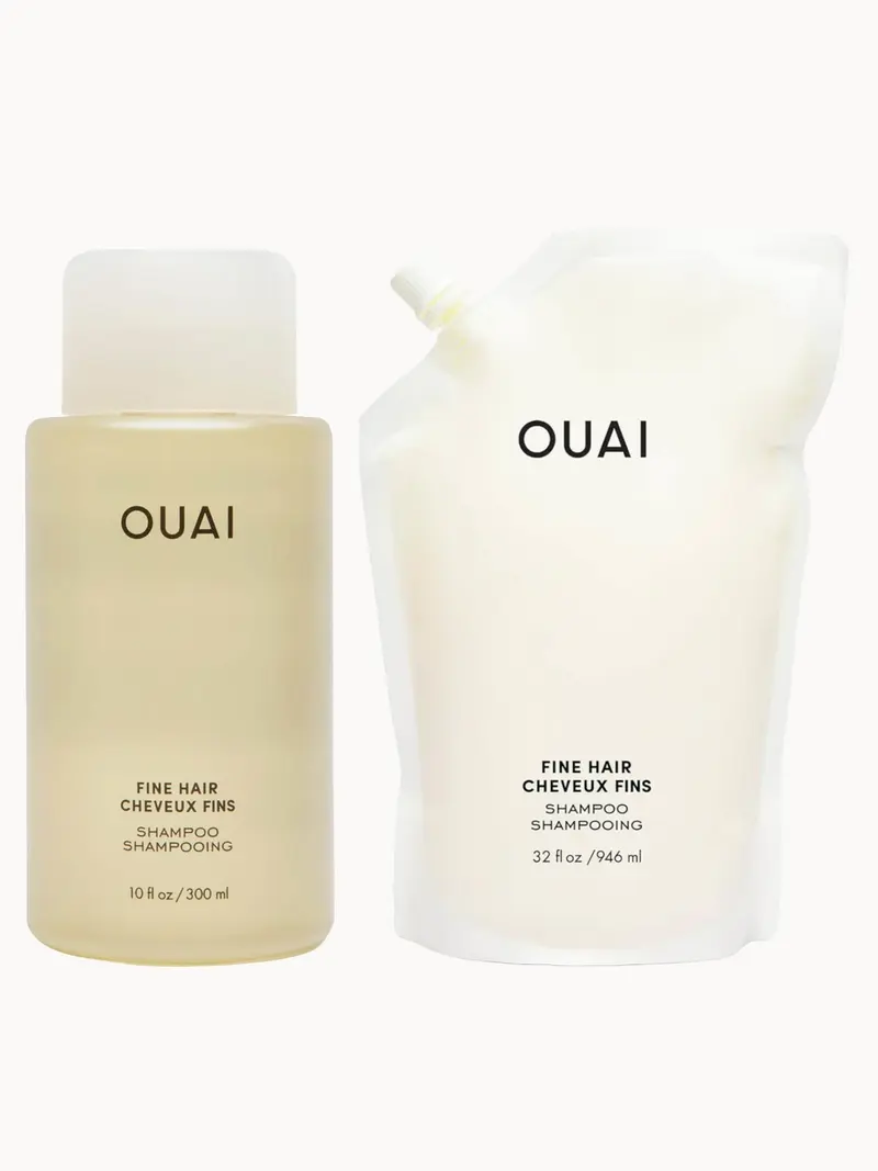 OUAI Fine Shampoo and Refill Bundle OUAI — embalagem e produto
