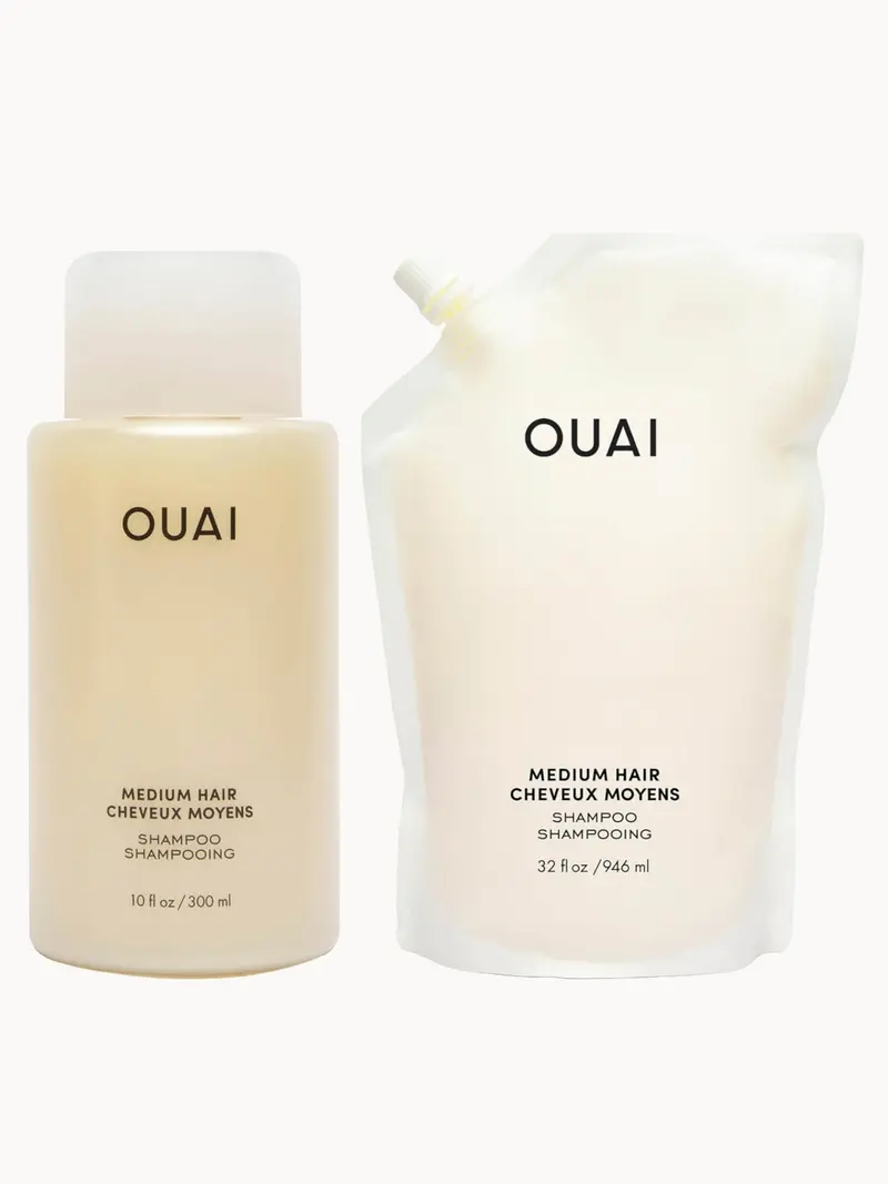 OUAI Medium Shampoo and Refill Bundle OUAI — embalagem e produto