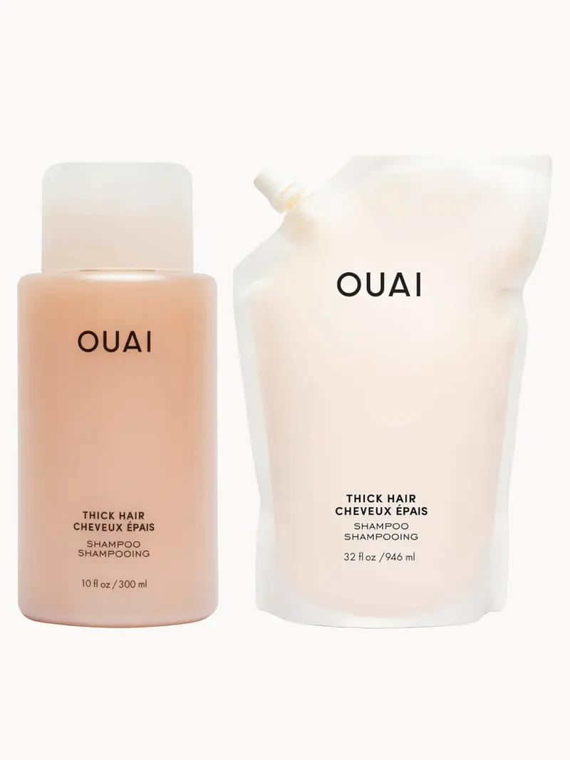 OUAI Thick Shampoo and Refill Bundle OUAI — embalagem e produto