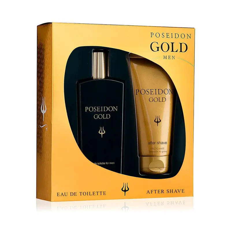 Poseidon Gold Gift Set — embalagem e produto