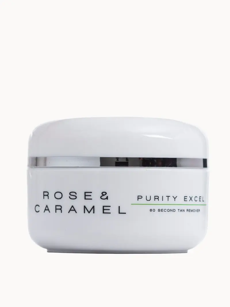 Rose & Caramel Purity Excel 60 Second Self Tan Remover 200ml Rose & Caramel — embalagem e produto