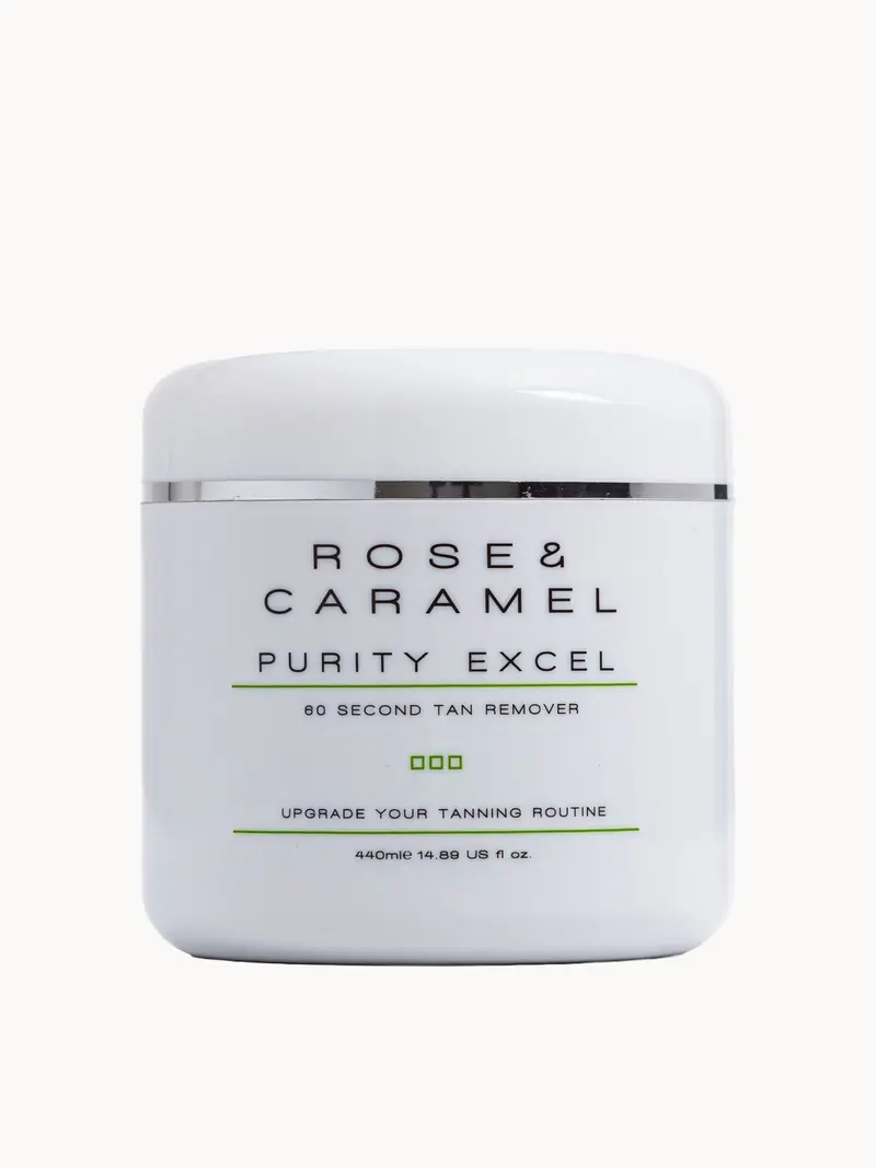 Rose & Caramel Purity Excel 60 Second Self Tan Remover 440ml Rose & Caramel — embalagem e produto