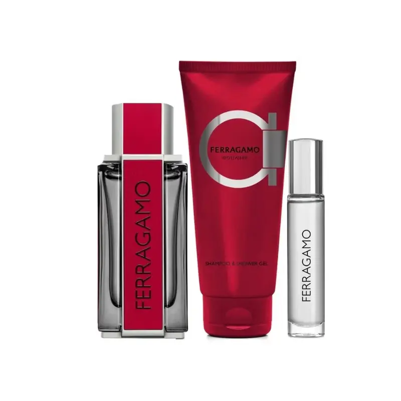 Salvatore Ferragamo Ferragamo Red Leather Gift Set — embalagem e produto