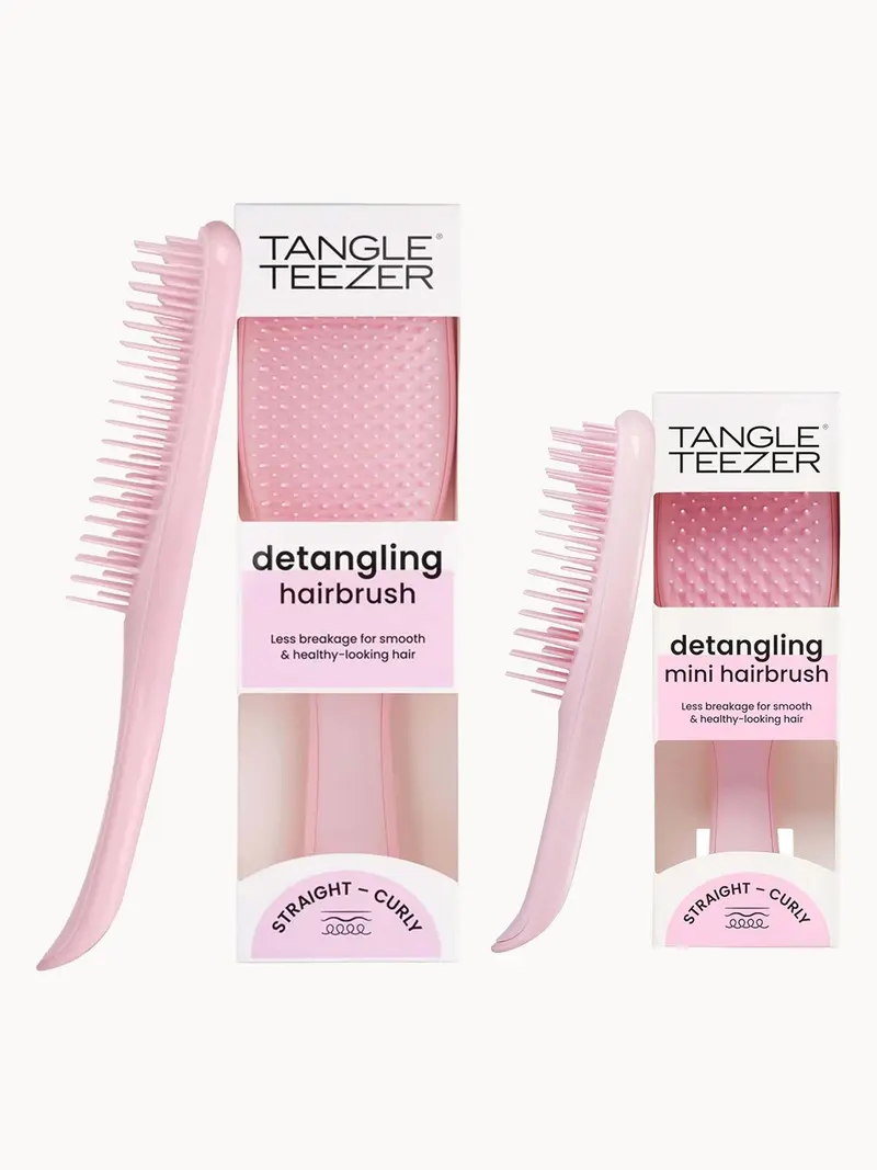 Tangle Teezer Home and Away Detangling Duo Millennial Pink Tangle Teezer — embalagem e produto