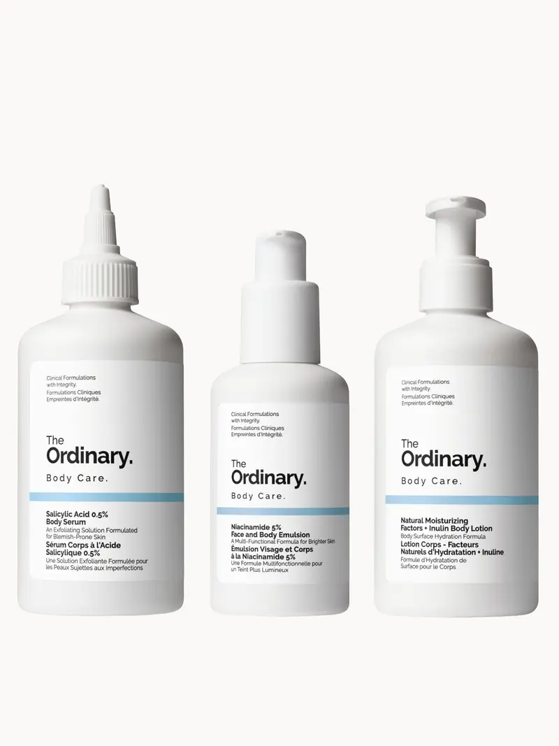 The Ordinary Body Care Routine for Smooth Skin with Salicylic Acid and Niacinamide The Ordinary — embalagem e produto