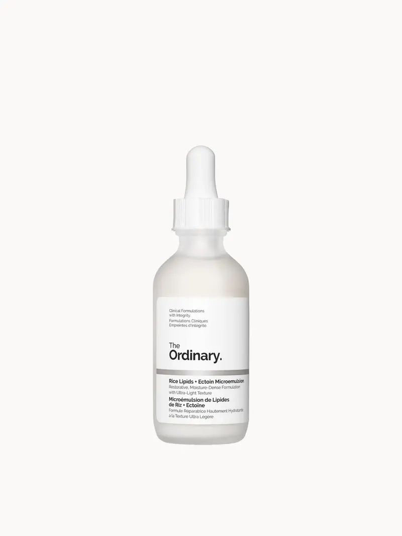 The Ordinary Rice Lipids + Ectoin Microemulsion Ultra-Light Moisturiser 120ml The Ordinary — embalagem e produto