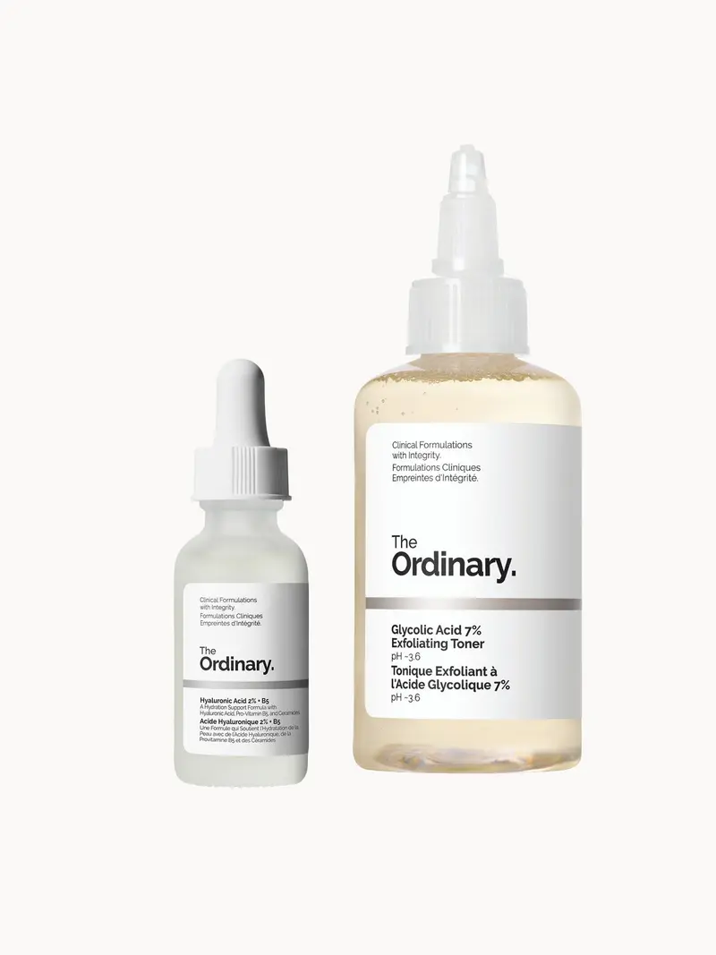 The Ordinary The Glow Collection for Radiant Skin with Hyaluronic and Glycolic Acid The Ordinary — embalagem e produto