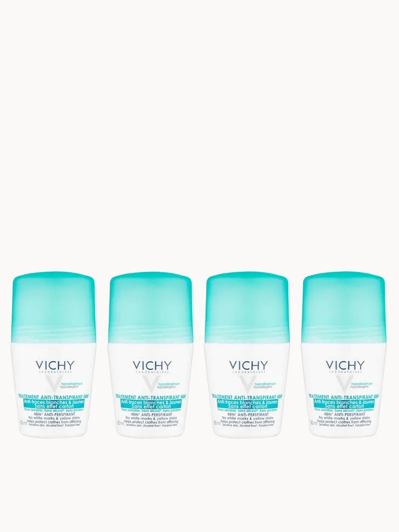 VICHY No Marks Roll-on Deodorant Set 4 x 50ml Vichy — embalagem e produto