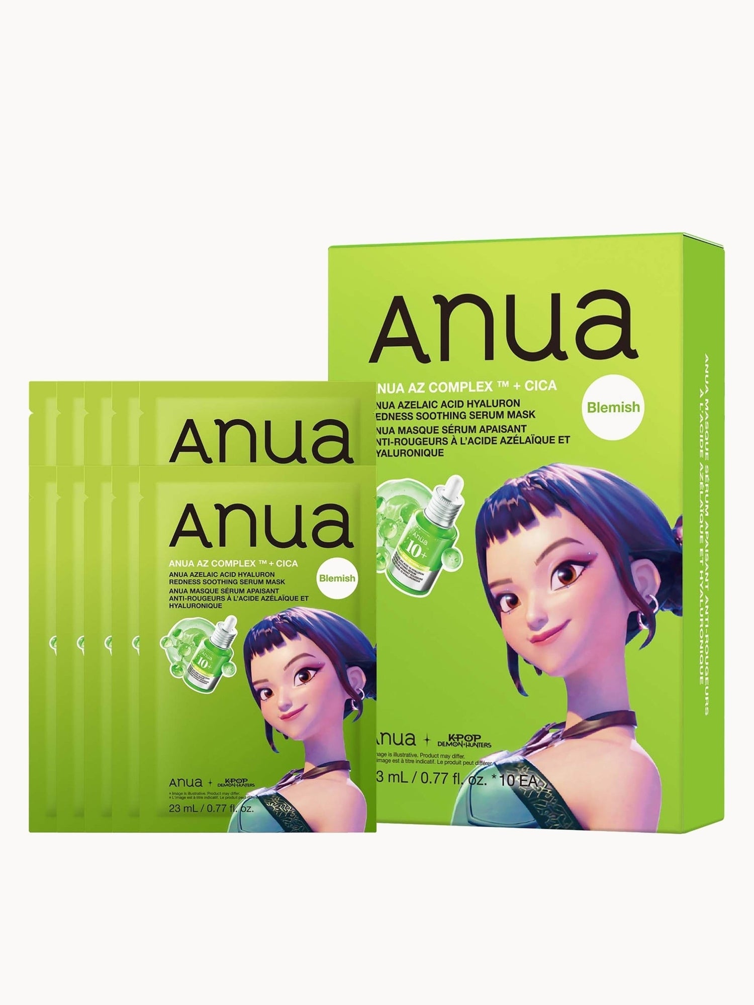 Anua KPop Demon Hunters Azelaic Acid Hyaluron Redness Soothing Serum Mask (10PCS) Anua — textura e acabamento