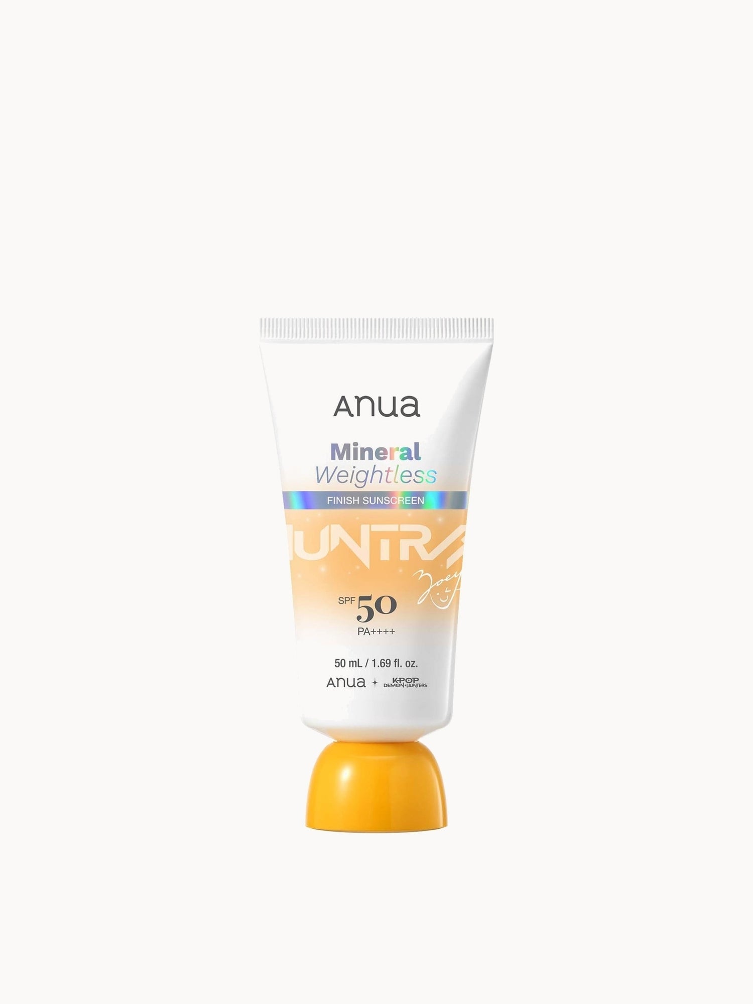Anua KPop Demon Hunters Mineral Weightless Finish SPF50 Sunscreen 50ml Anua — textura e acabamento