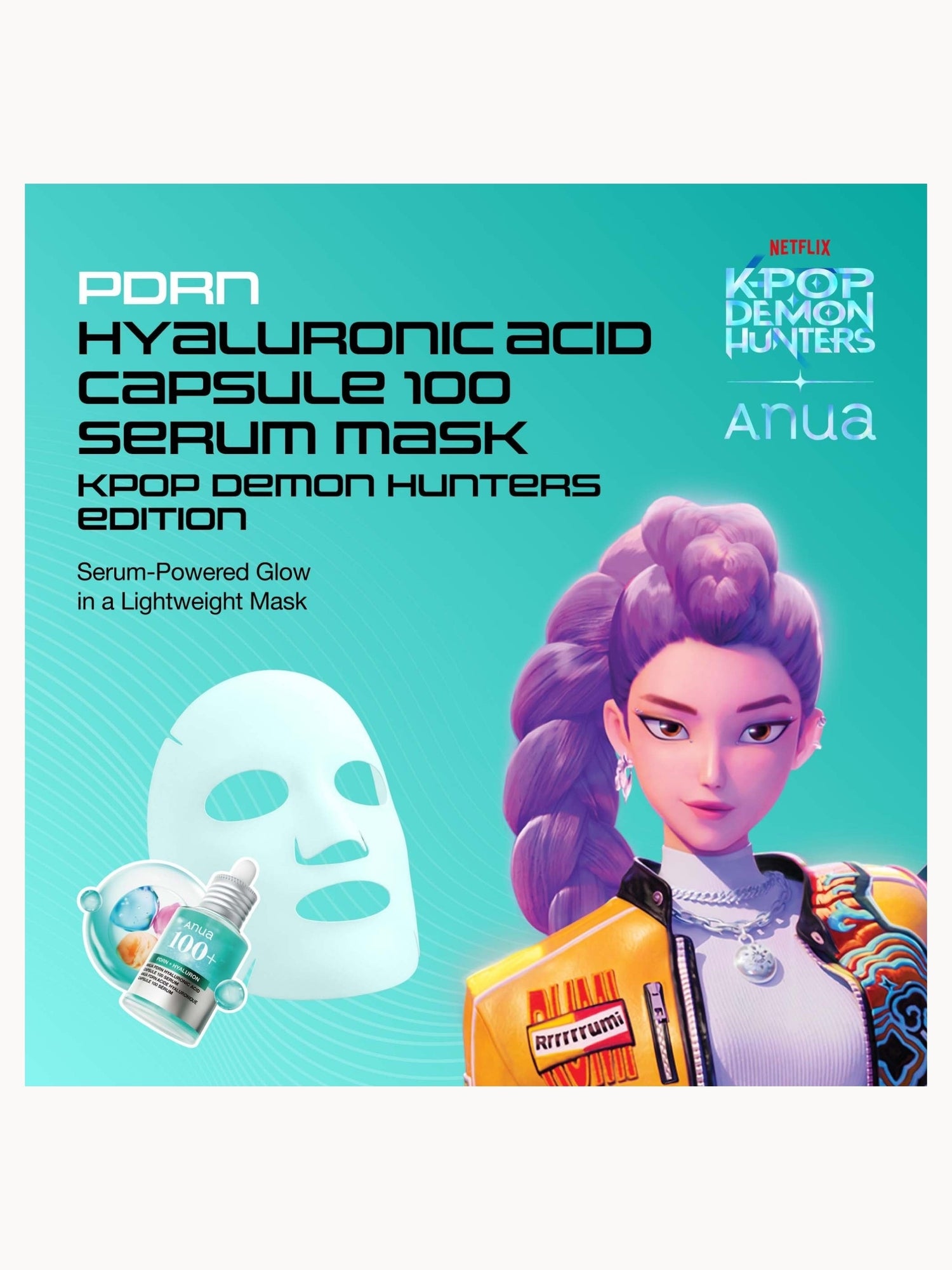 Anua KPop Demon Hunters PDRN Hyaluronic Acid Capsule 100 Serum Mask (10PCS) Anua — detalhe 3