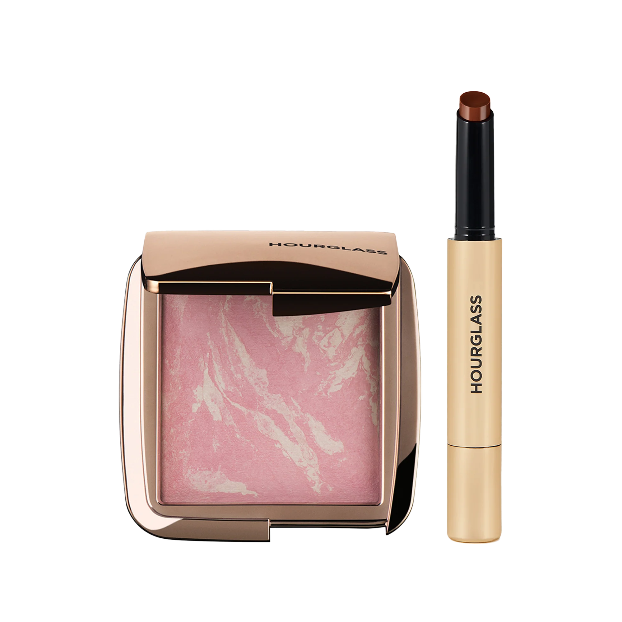 Blush + Glossy Balm Duo Hourglass — textura e acabamento