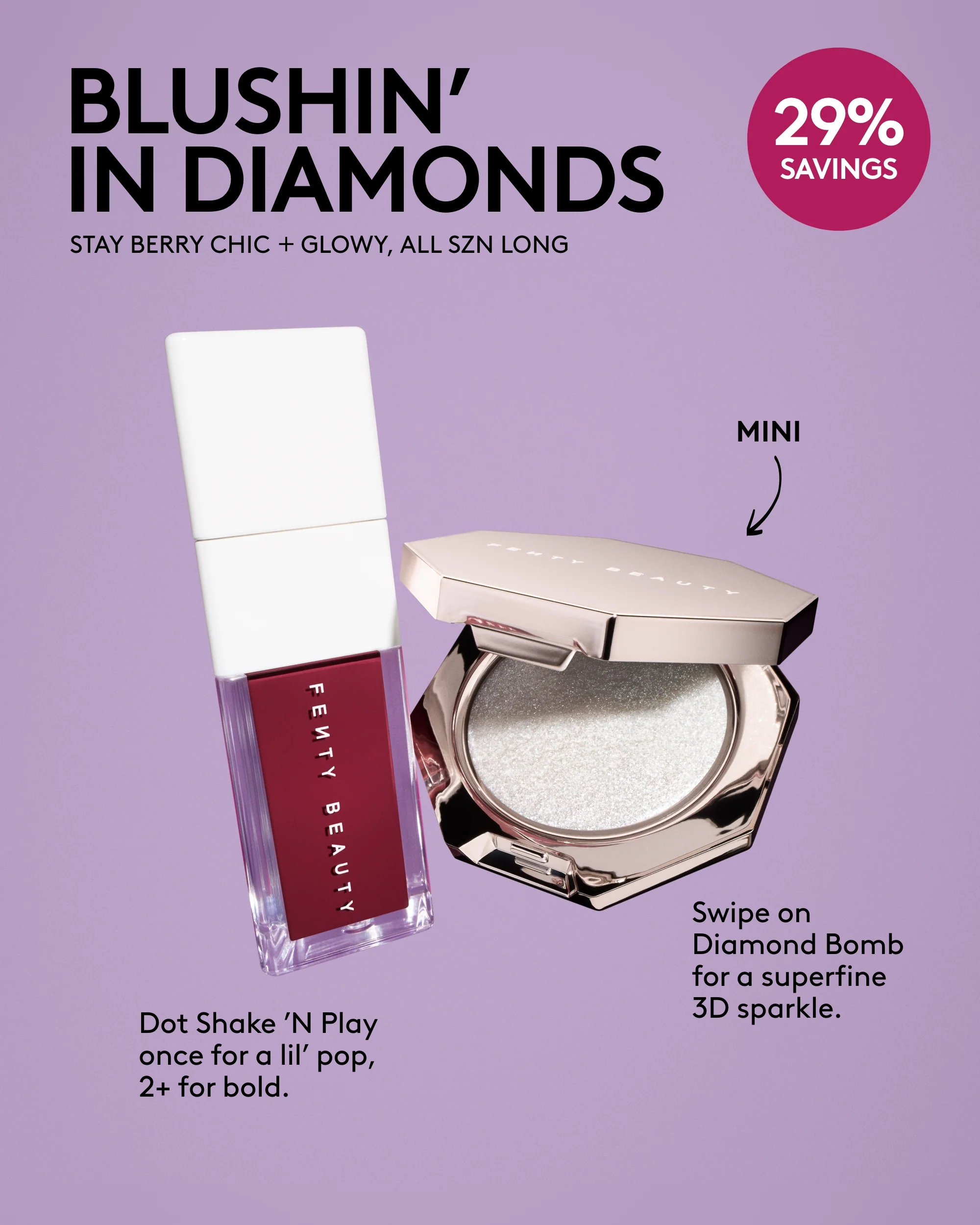 Embalagem de Blushin' In Diamonds Liquid Blush + Highlighter Duo em Luanda, Angola - Cosméticos de Luxo Seth
