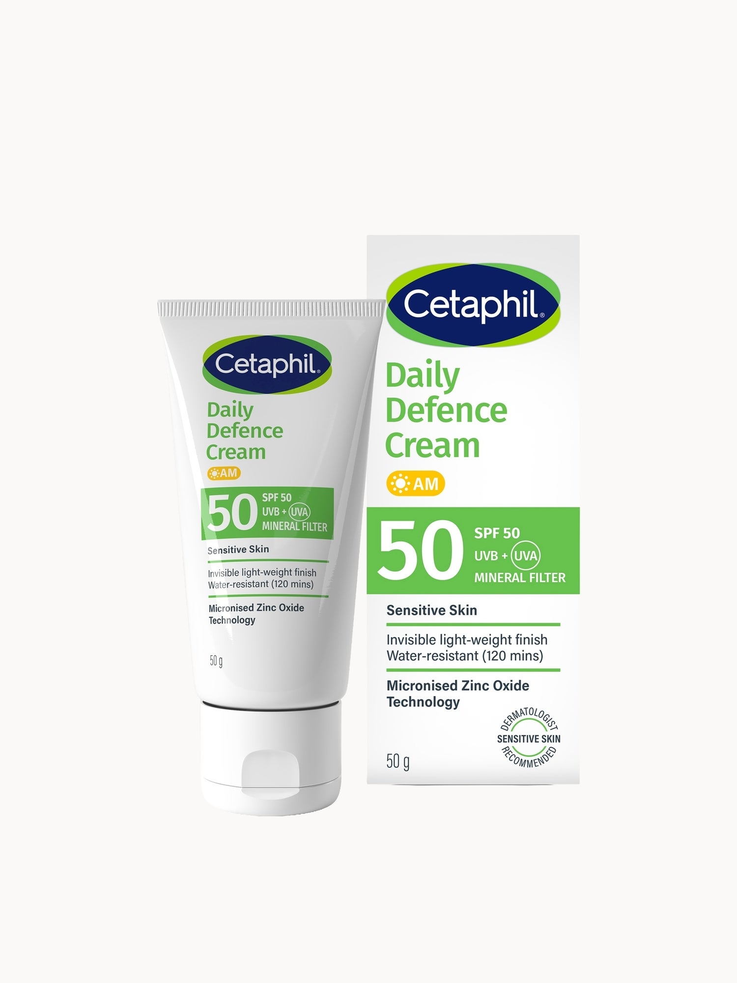 Cetaphil Daily Defence Cream SPF50 with UVA/UVB Filters for Sensitive Skin 50g Cetaphil — textura e acabamento