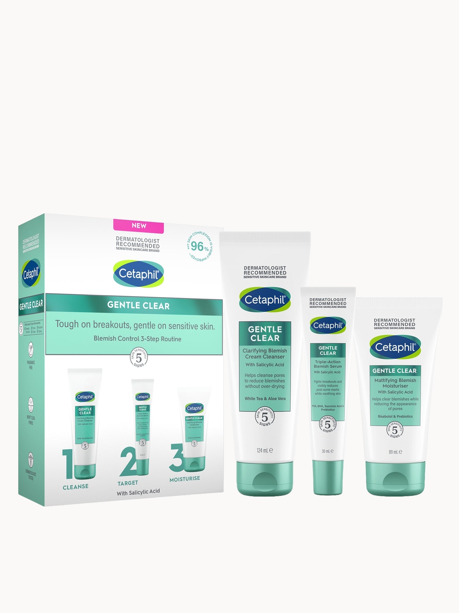 Cetaphil Gentle Clear Blemish Control 3-Step Routine Kit (Worth £46.50) Cetaphil — textura e acabamento