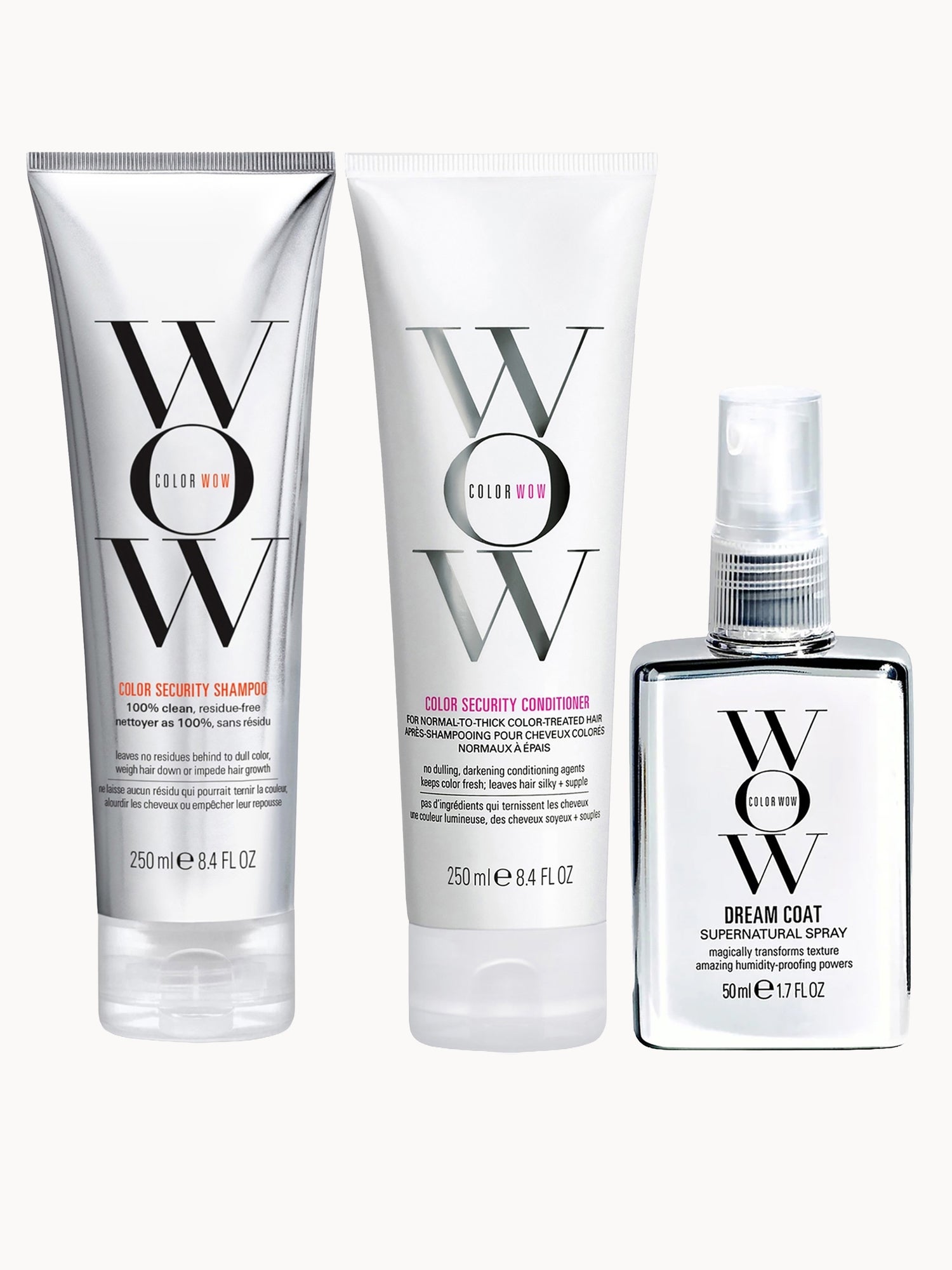 Color Wow Dream Clean Normal to Thick and Travel Dream Coat Supernatural Spray Trio Color Wow — textura e acabamento