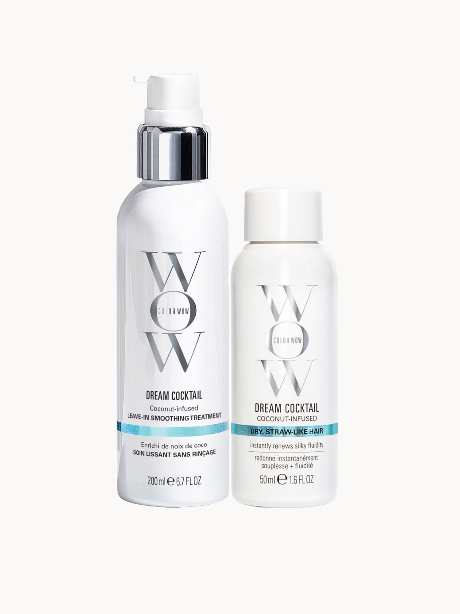 Color Wow Dream Cocktail Coconut-Infused Leave-in Treatment Home and Away Duo Color Wow — textura e acabamento