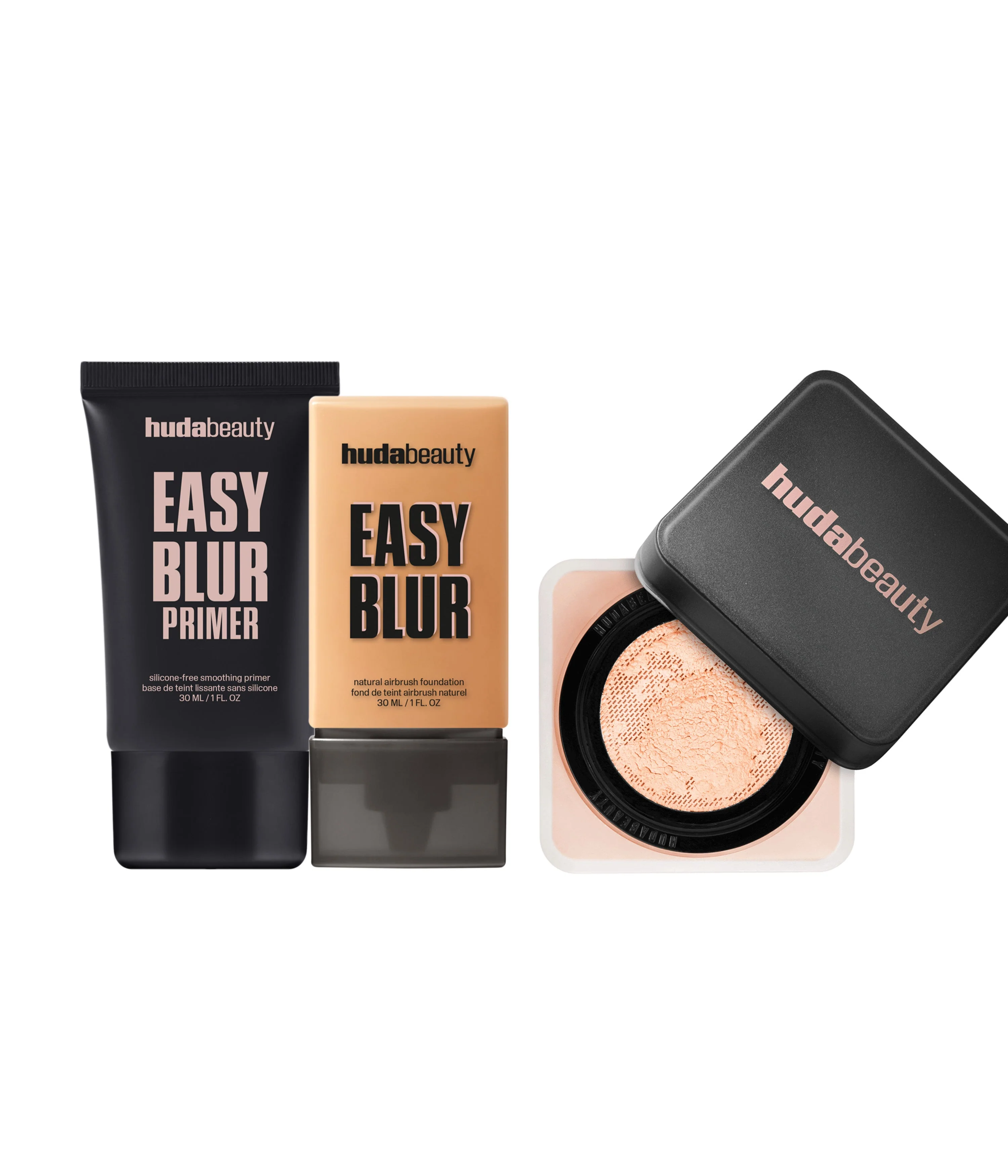 Easy Routine Kit Huda Beauty — textura e acabamento