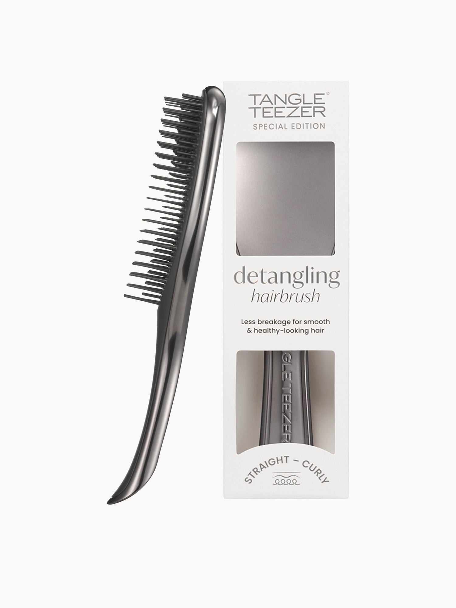 Exclusive Tangle Teezer The Ultimate Detangler Chrome Midnight Silver Tangle Teezer — textura e acabamento