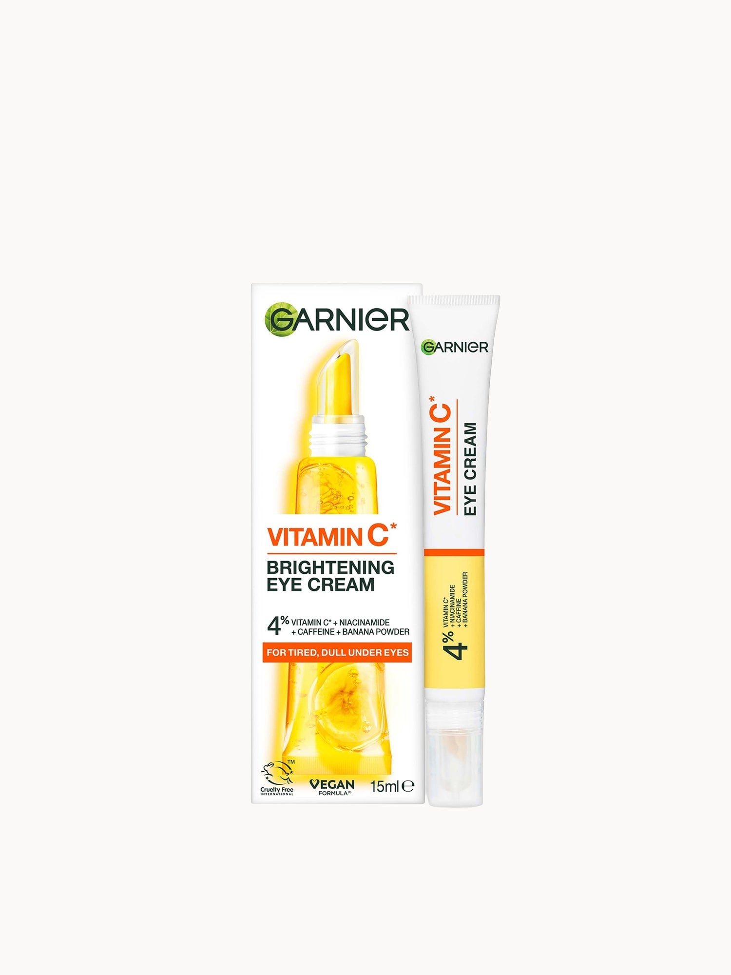 Garnier Brightening 4% Vitamin C, Niacinamide, Caffeine and Banana Powder Eye Cream 15ml Garnier — textura e acabamento