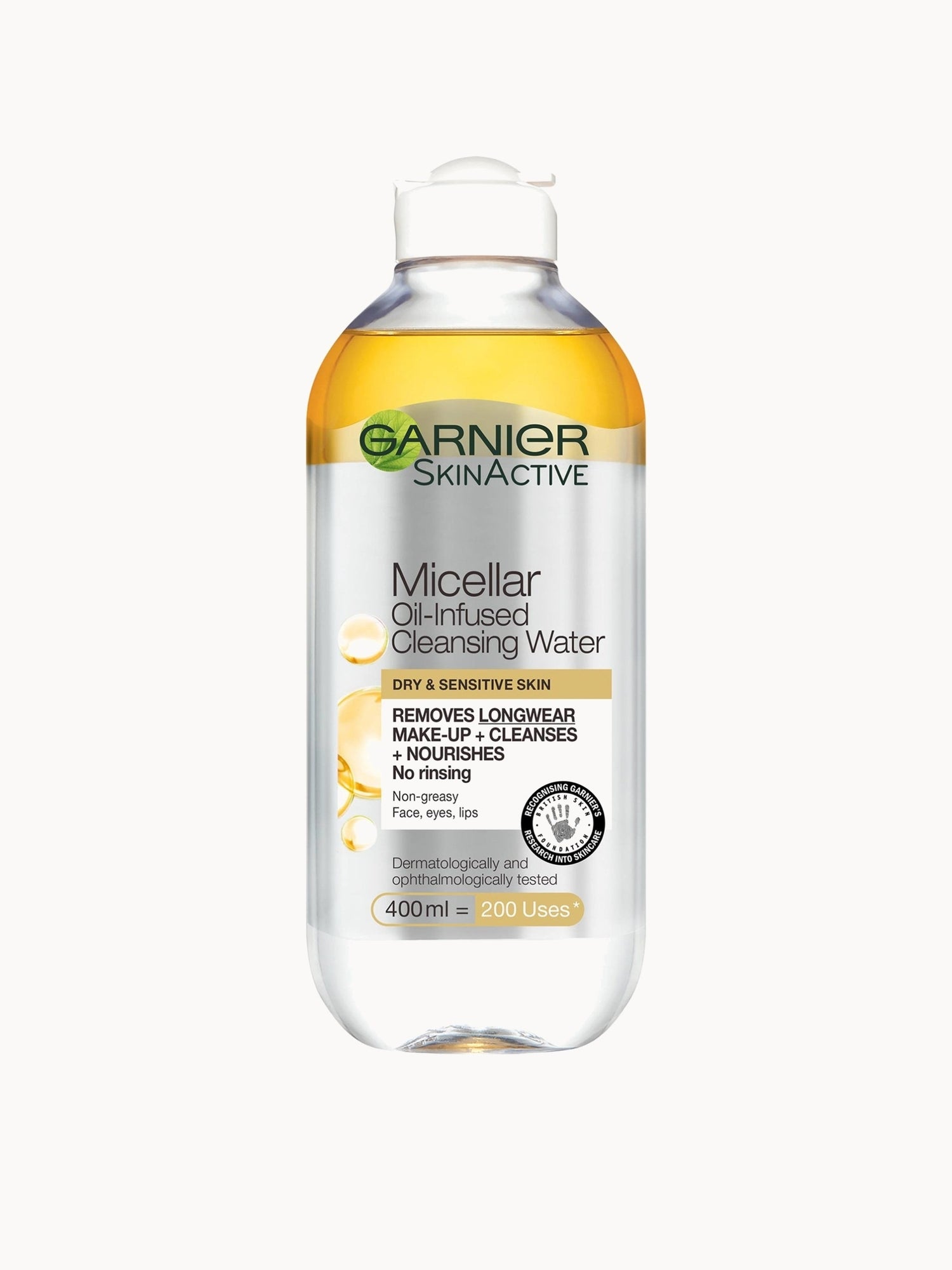 Garnier Micellar Water Facial Cleanser and Makeup Remover for Sensitive Skin 400ml Garnier — textura e acabamento