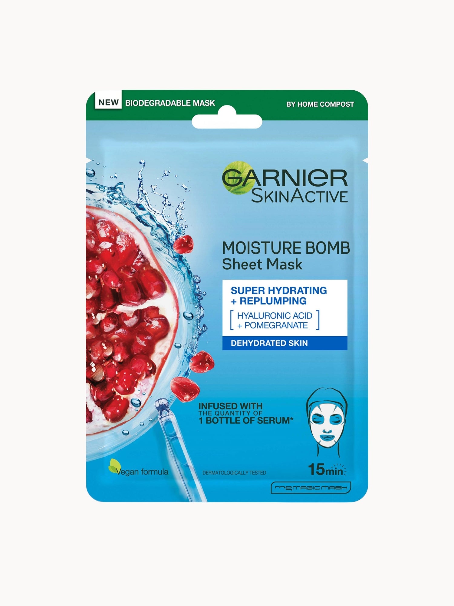 Garnier Moisture Bomb Pomegranate Hydrating Face Sheet Mask Garnier — textura e acabamento
