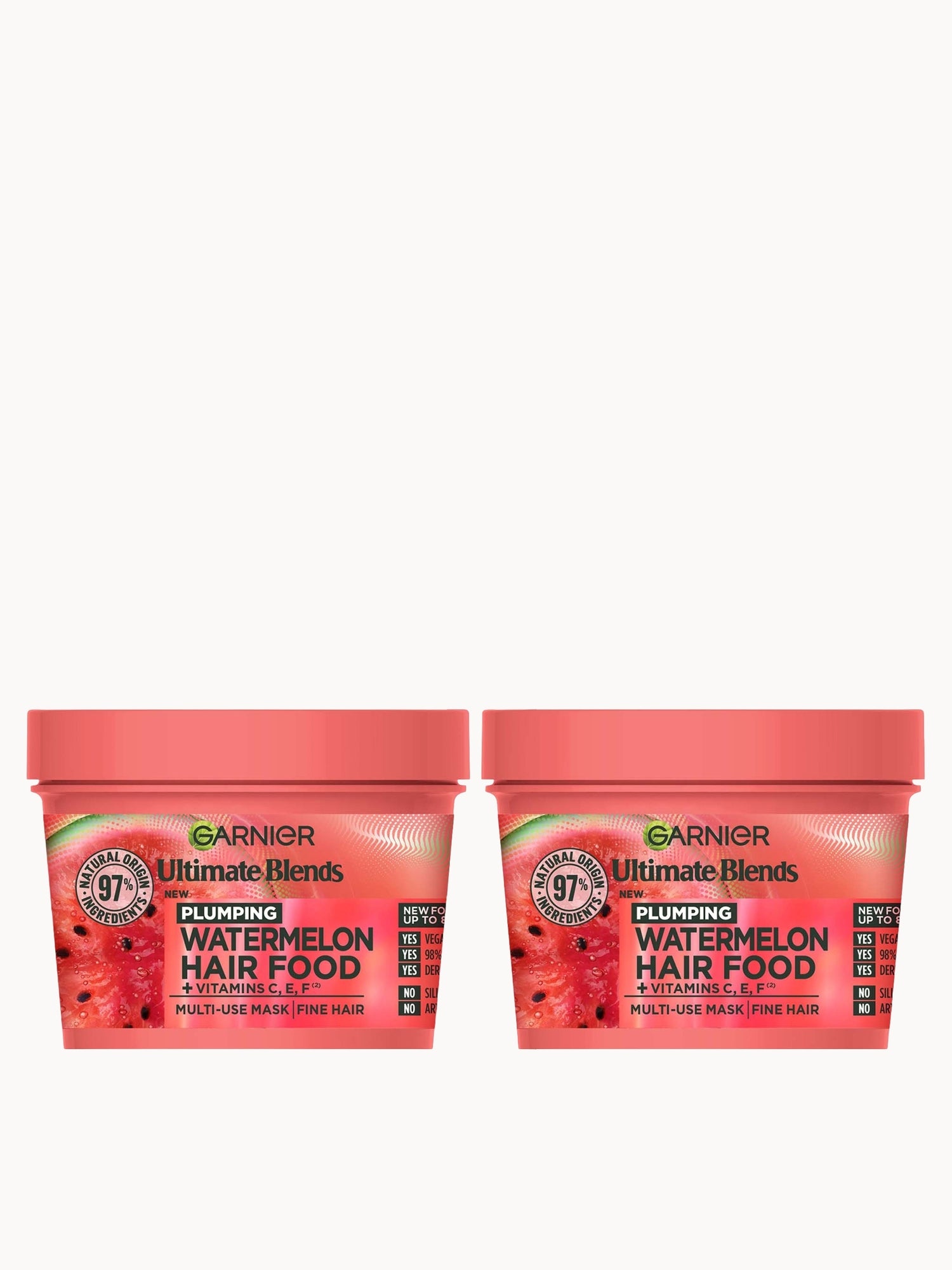 Garnier Ultimate Blends Watermelon 3-in-1 Plumping Hair Mask Duo Garnier — textura e acabamento