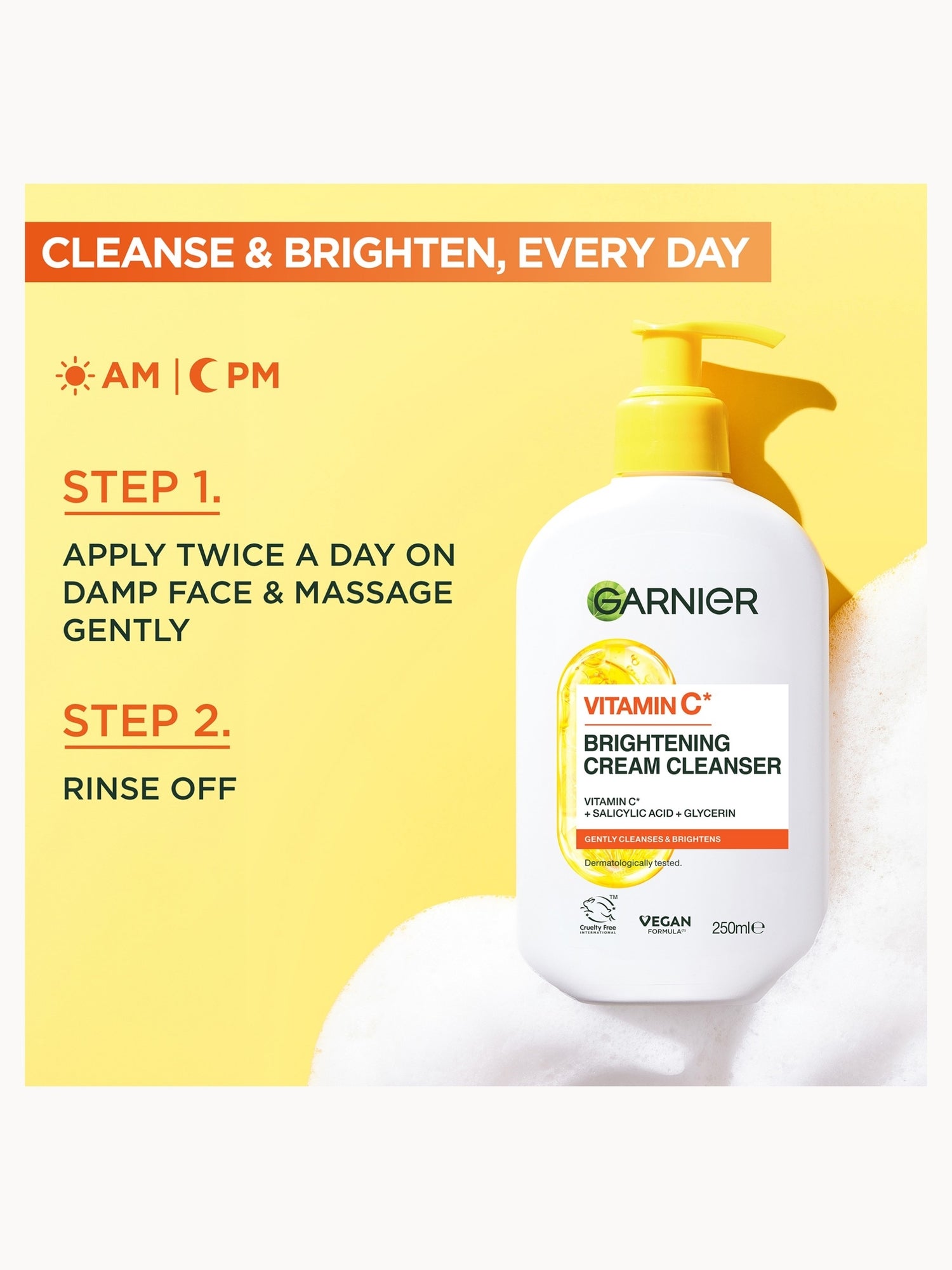 Garnier Vitamin C Brightening Cream Cleanser, Hydrates, Brightens & Cleanses, 250ml Garnier — detalhe 9