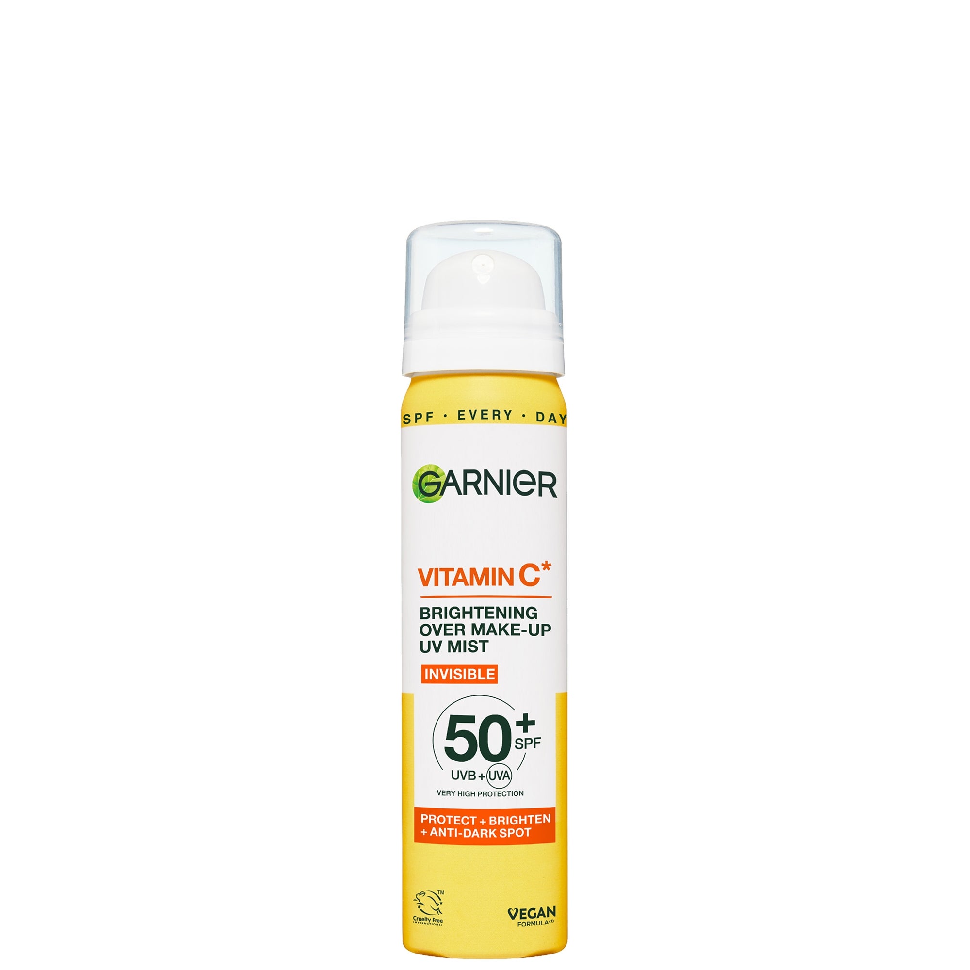 Garnier Vitamin C Brightening Over Make-Up UV Mist, Invisible Protection, SPF50+, 75ml Garnier — textura e acabamento