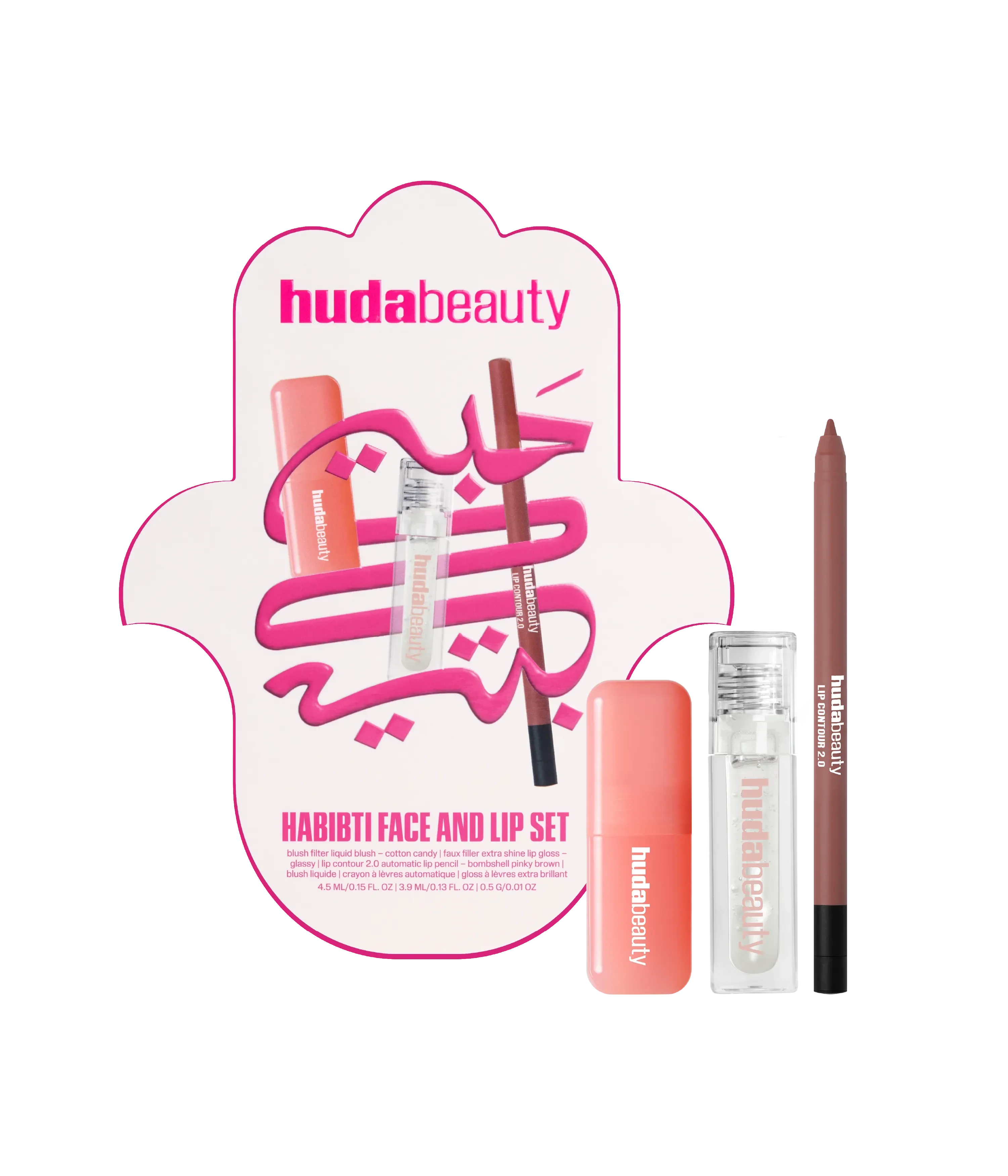 Habibti Face and Lip Set Huda Beauty — textura e acabamento
